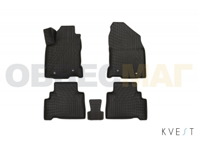 Коврики KVEST 3D в салон полистар, чёрно-серые, 5 шт для Lexus NX № KVESTLEX00003K1