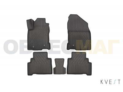 Коврики KVEST 3D в салон полистар, чёрно-серые, 5 шт для Lexus NX 2014-2021
