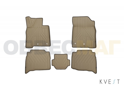 Коврики KVEST 3D в салон полистар, бежево-чёрные, 5 шт для Toyota Land Cruiser 200 № KVESTTYT00001Kb