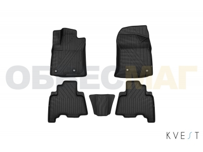 Коврики KVEST 3D в салон полистар, черные, 5 шт для Toyota Land Cruiser Prado 150 2013-2021