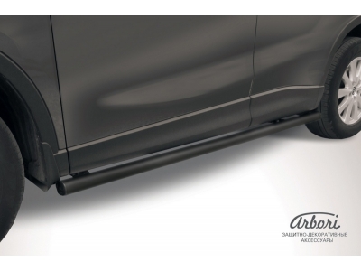 Защита штатных порогов чёрная сталь труба 57 мм Arbori для Mazda CX-5 2011-2021