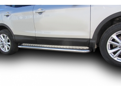 Пороги с площадкой алюминиевый лист 57 мм Arbori для Nissan Qashqai 2014-2021