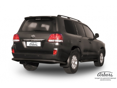 Защита заднего бампера чёрная сталь 76 мм Arbori для Toyota Land Cruiser 200 2007-2011
