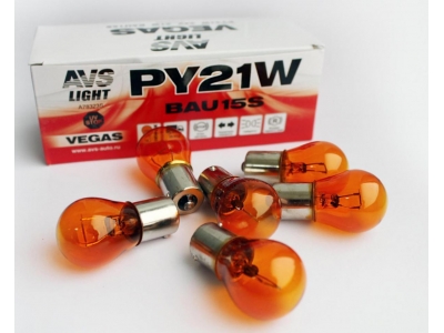 Лампа AVS Vegas 24V. PY21W(BAU15S)"/orange"/ BOX(10 шт.)смещ.штифт AVS