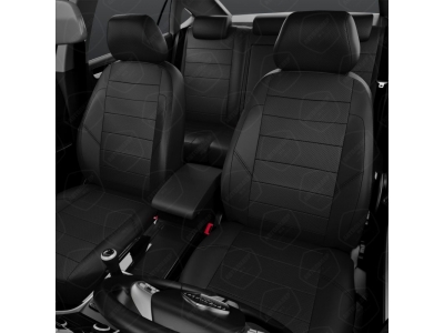 Чехлы экокожа чёрная с перфорацией вариант 1 АвтоЛидер для Toyota Land Cruiser Prado 150 2017-2021
