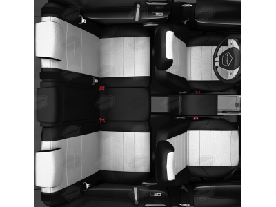 Чехлы экокожа белая с перфорацией с чёрными боковинами и спинкой вариант 1 АвтоЛидер для Toyota Prius 3 2009-2015
