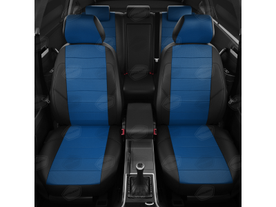 Чехлы экокожа синяя с перфорацией вариант 1 на 3 двери АвтоЛидер для Toyota RAV4 XA10 1994-2000