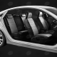 Чехлы экокожа светло-серая с перфорацией с чёрными боковинами и спинкой вариант 1 АвтоЛидер для Toyota Prius 3 2009-2015