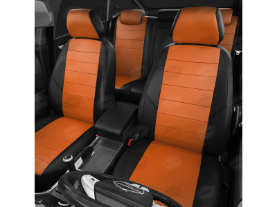Чехлы экокожа оранжевая с перфорацией вариант 1 на 5 дверей АвтоЛидер для Toyota RAV4 XA10 1994-2000