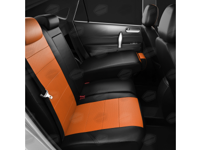 Чехлы экокожа оранжевая с перфорацией вариант 1 АвтоЛидер для Toyota Land Cruiser Prado 150 2017-2021