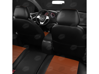Чехлы экокожа фокс с перфорацией с чёрными боковинами и спинкой вариант 1 АвтоЛидер для Toyota Land Cruiser Prado 150 2017-2021