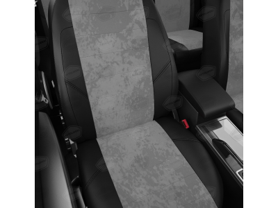 Чехлы серая алькантара с чёрными боковинами и спинкой вариант 1 АвтоЛидер для Toyota Prius 3 2009-2015