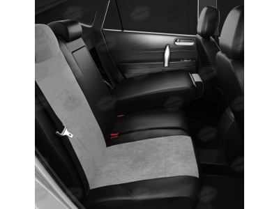 Чехлы серая алькантара с чёрными боковинами и спинкой вариант 1 АвтоЛидер для Toyota Land Cruiser Prado 150 2017-2021