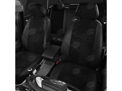 Чехлы тёмно-серая алькантара с чёрными боковинами и спинкой вариант 1 АвтоЛидер для Toyota Land Cruiser Prado 150 2017-2021