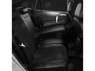 Чехлы тёмно-серая алькантара с чёрными боковинами и спинкой вариант 1 АвтоЛидер для Toyota Prius 3 2009-2015