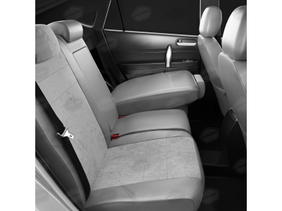 Чехлы серая алькантара с светло-серыми боковинами и спинкой вариант 1 АвтоЛидер для Toyota Prius 3 2009-2015
