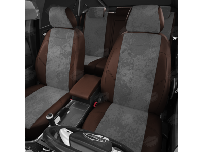 Чехлы тёмно-серая алькантара с шоколадными боковинами и спинкой вариант 1 АвтоЛидер для Toyota Land Cruiser Prado 150 2017-2021