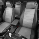 Чехлы экокожа светло-серая с перфорацией с тёмно-серыми боковинами и спинкой вариант 1 АвтоЛидер для Toyota Land Cruiser Prado 150 2017-2021
