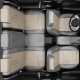 Чехлы экокожа кремовая с перфорацией с серыми боковинами и спинкой АвтоЛидер для Toyota Land Cruiser Prado 150 2017-2021