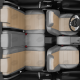 Чехлы экокожа бежевая с перфорацией с серыми боковинами и спинкой вариант 1 АвтоЛидер для Toyota Prius 3 2009-2015