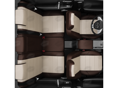 Чехлы экокожа кремовая с перфорацией с шоколадными боковинами и спинкой вариант 1 АвтоЛидер для Toyota Land Cruiser Prado 150 2017-2021