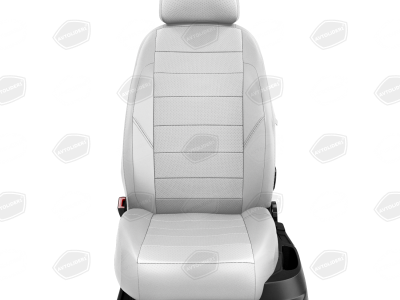 Чехлы экокожа белая с перфорацией с белыми боковинами и спинкой вариант 1 для Nissan Patrol Y61 № NI19-1401-EC24