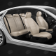 Чехлы экокожа кремовая с перфорацией с кремовыми боковинами и спинкой вариант 1 АвтоЛидер для Toyota Land Cruiser Prado 150 2017-2021