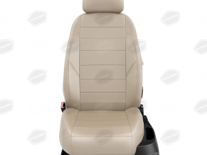 Чехлы экокожа кремовая с перфорацией с кремовыми боковинами и спинкой вариант 1 для Toyota Prius 2 № TA27-0302-EC25