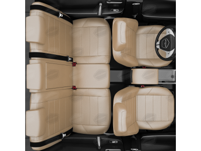 Чехлы экокожа бежевая с перфорацией с бежевыми боковинами и спинкой вариант 1 АвтоЛидер для Toyota Land Cruiser Prado 150 2017-2021