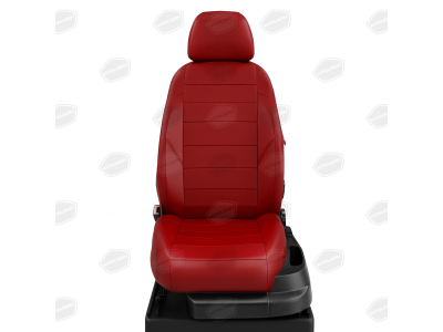Чехлы экокожа красная с перфорацией с красными боковинами и спинкой вариант 1 АвтоЛидер для Toyota Land Cruiser Prado 150 2017-2021