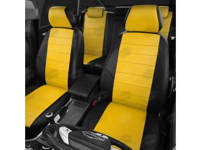 Чехлы экокожа жёлтая с перфорацией вариант 1 на 3 двери АвтоЛидер для Toyota RAV4 XA10 1994-2000