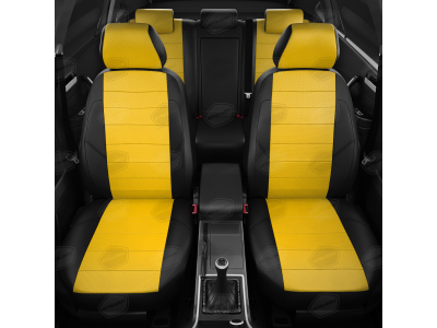 Чехлы экокожа жёлтая с перфорацией вариант 1 АвтоЛидер для Toyota Prius 2 2003-2008