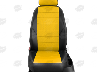 Чехлы экокожа жёлтая с перфорацией вариант 1 для Nissan Patrol Y61 № NI19-1401-EC31