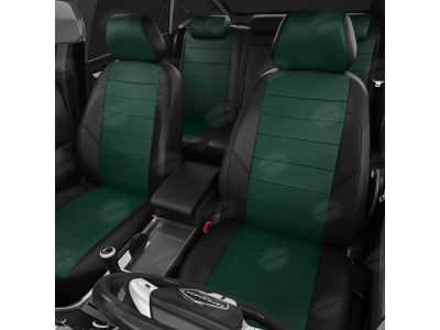 Чехлы экокожа зелёная с перфорацией вариант 1 АвтоЛидер для Toyota Prius 3 2009-2015