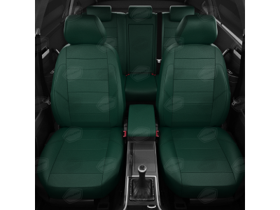 Чехлы экокожа зелёная с перфорацией вариант 2 АвтоЛидер для Toyota Land Cruiser Prado 150 2017-2021