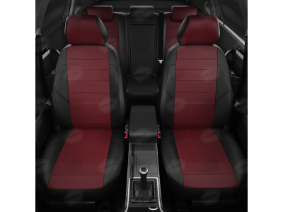 Чехлы экокожа бордовая с перфорацией вариант 1 АвтоЛидер для Toyota Prius 3 2009-2015