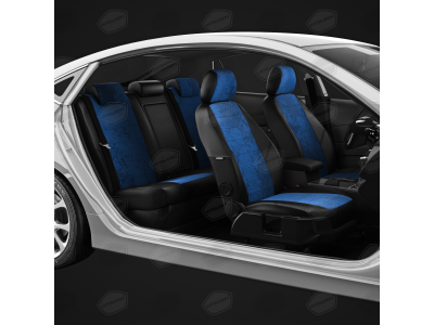 Чехлы синяя алькантара вариант 1 АвтоЛидер для Toyota Land Cruiser Prado 150 2017-2021