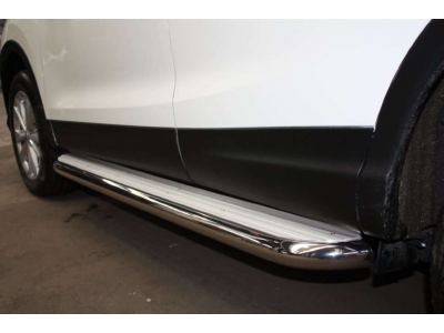 Пороги с площадкой алюминиевый лист 60 мм ALFeco для Nissan Qashqai (ВСЕ) 2014-2021