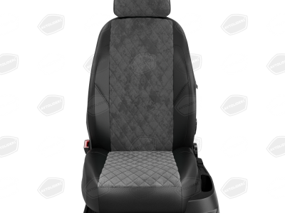 Чехлы тёмно-серая алькантара с чёрными боковинами и спинкой вариант 2 на седан с едиными спинкой и сиденьем для Skoda Rapid № SK23-0401-EC13-R-gra