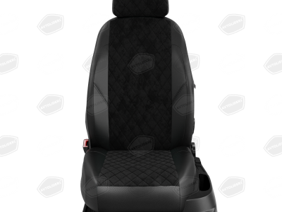 Чехлы чёрная алькантара вариант 2 на седан с едиными спинкой и сиденьем для Skoda Rapid № SK23-0401-EC14-R-blk