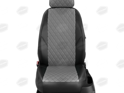 Чехлы экокожа тёмно-серая с перфорацией с чёрными боковинами и спинкой вариант 2 в салон со складным сиденьем для Kia Sportage 2 № KA15-0907-EC02-R-gra