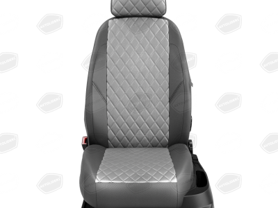 Чехлы экокожа светло-серая с перфорацией с тёмно-серыми боковинами и спинкой вариант 2 в салон со складным сиденьем для Kia Sportage 2 № KA15-0907-EC17-R-sgr