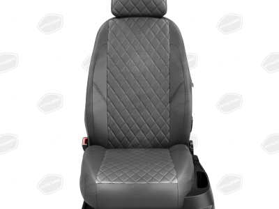Чехлы экокожа тёмно-серая с перфорацией с тёмно-серыми боковинами и спинкой вариант 2 в салон с единой спинкой без AIR-Bag сиденья для Nissan Terrano 3 № NI19-1508-EC20-R-gra