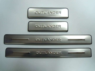 Накладки на дверные пороги JMT с логотипом для Mitsubishi Outlander XL 2006-2012