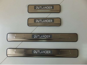 Накладки на дверные пороги JMT с логотипом и LED подсветкой для Mitsubishi Outlander № 29660