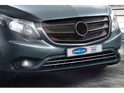Накладки на передний бампер 2 части на авто с окнами Omsa_Line для Mercedes-Benz V-class/Vito/Viano 2014-2021