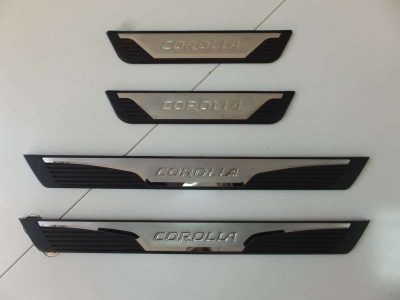 Накладки на дверные пороги JMT с логотипом для Toyota Corolla 2013-2018 29665