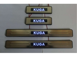 Накладки на дверные пороги JMT с логотипом и LED подсветкой для Ford Kuga № 24397