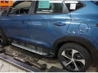 Пороги алюминиевые Sapphire для Hyundai Tucson 2015-2021