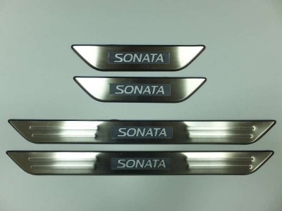 Накладки на дверные пороги JMT с логотипом и LED подсветкой для Hyundai Sonata 2009-2014